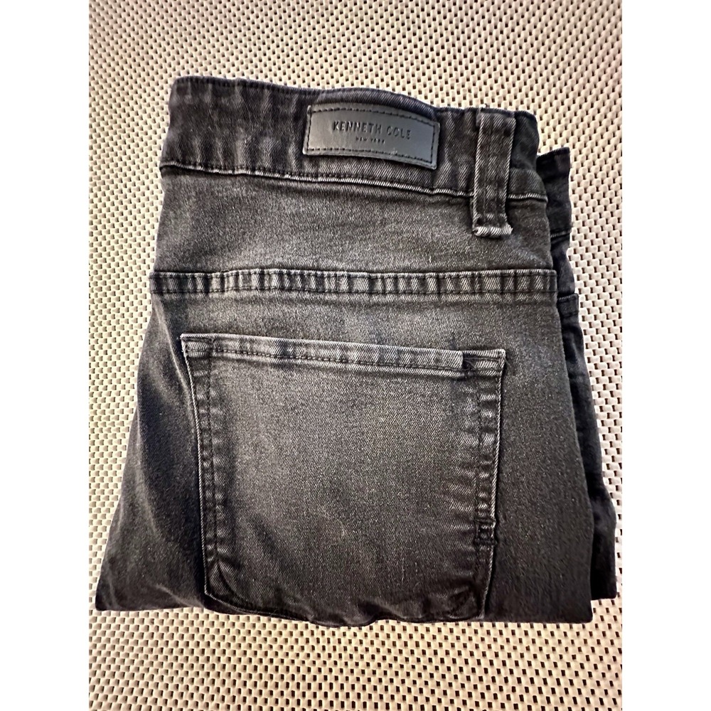 Kenneth‎ Cole New York Jeans Men Sz 32 Black Straight Leg Slim Fit Stretch Denim